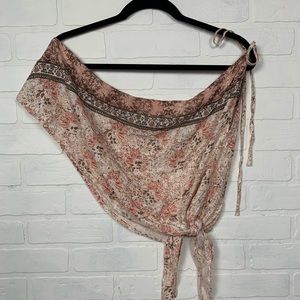 Bandana Floral Wrap Crop Top Tie Sleeve Tie Waist